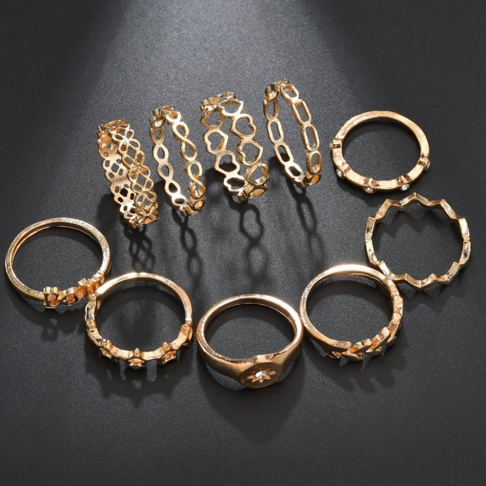 Boho Signet 9 Rings Set - Picture 3 of 5